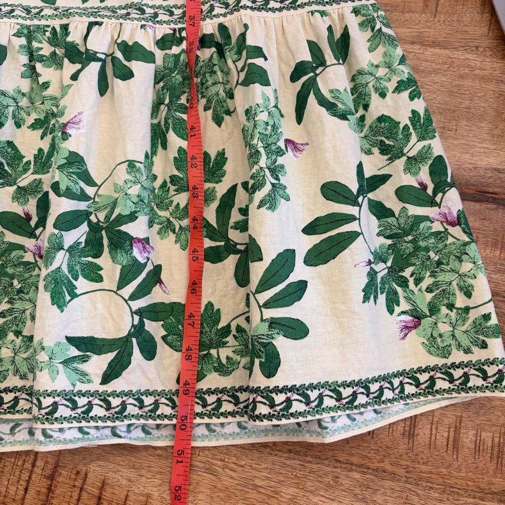 Max Studio Linen Blend Midi Dress S Botanical Floral European Summer Tiered - Picture 12 of 12
